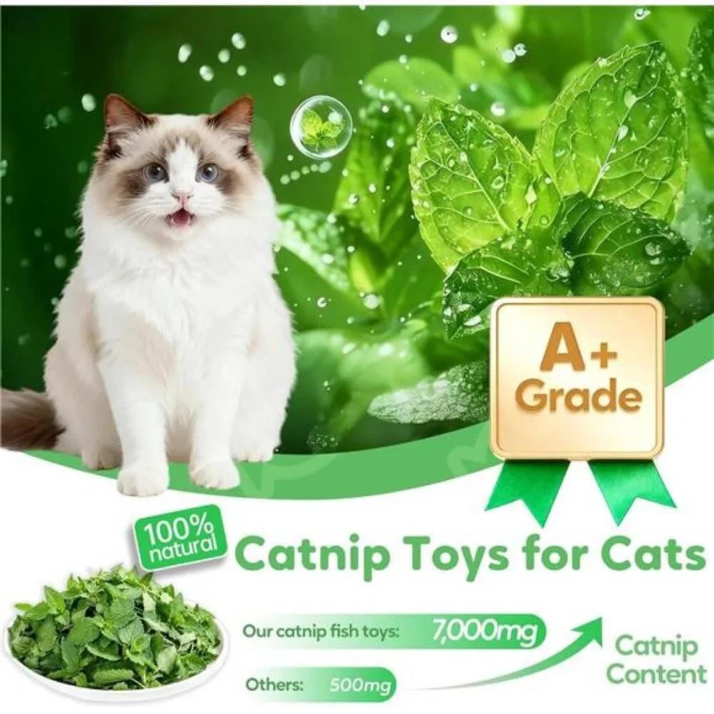 Catnip Toys Saury Fish, Cat & Kitten Chew Kicker Interactive Crinkle Toys